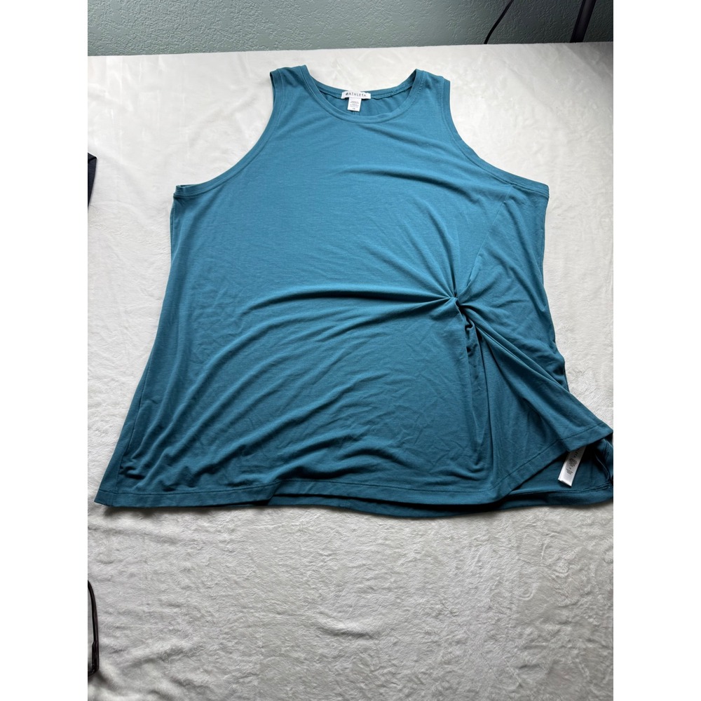 Athleta Radiate Tank Top Teal Blue Side Knot Cinch Activewear Womens 1X